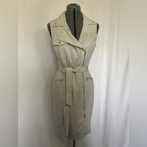 Calvin Klein Sleeveless Gray Belted Dress Size 8